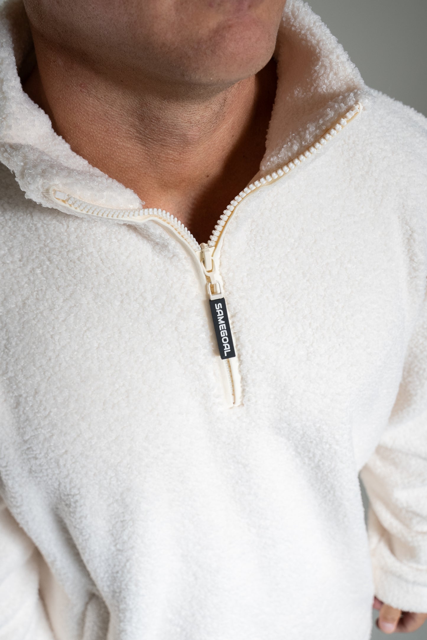 Oversize half zip teddy valkoinen