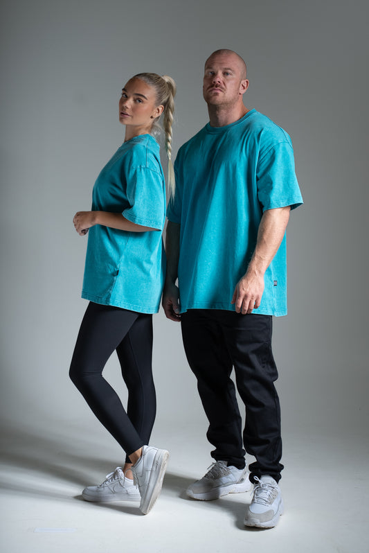 Washed t-paita turkoosi