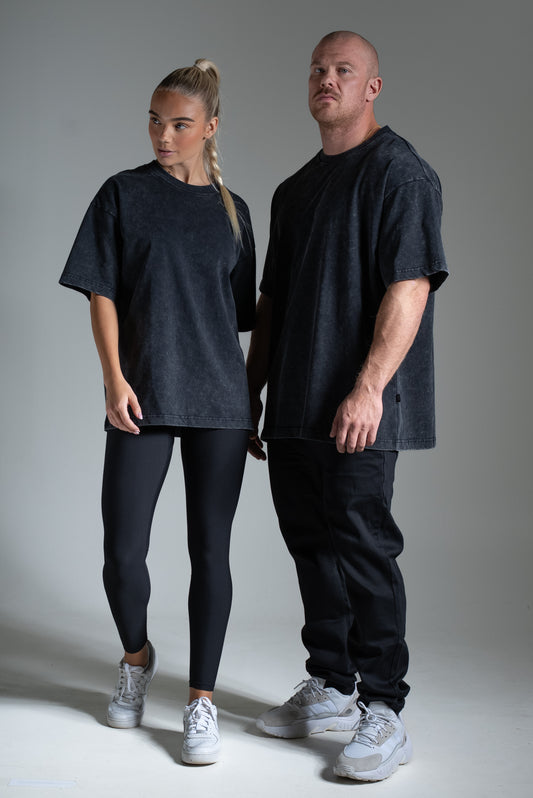 Washed t-paita musta