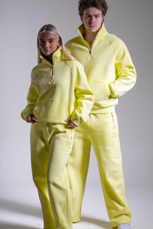 HEAVY zip high neck vaalea sitruuna