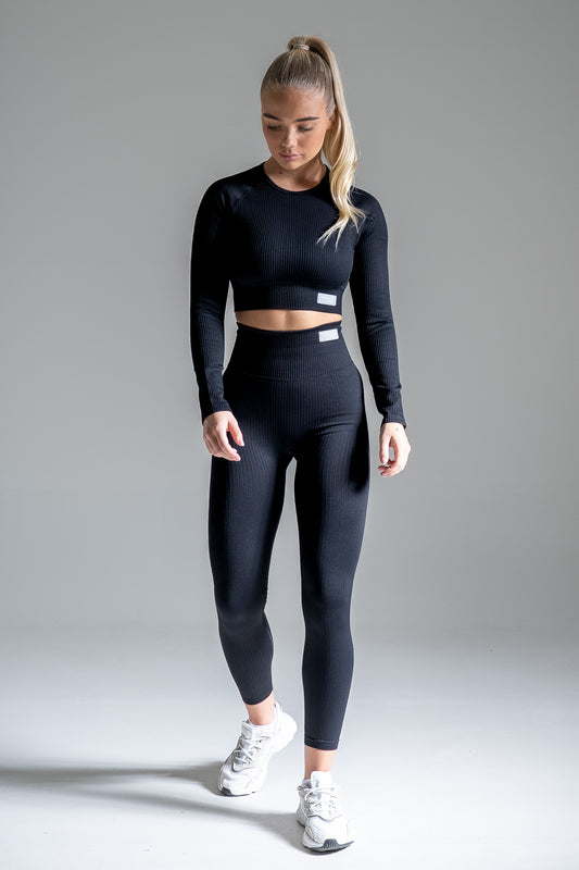 Wave seamless pitkähihainen musta