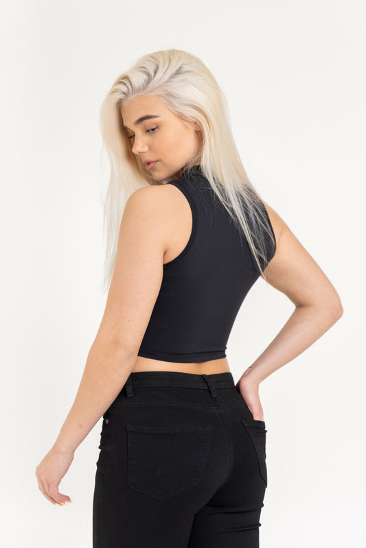 Fancy highneck toppi musta