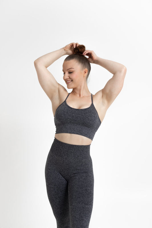Sport seamless bra tummanharmaa