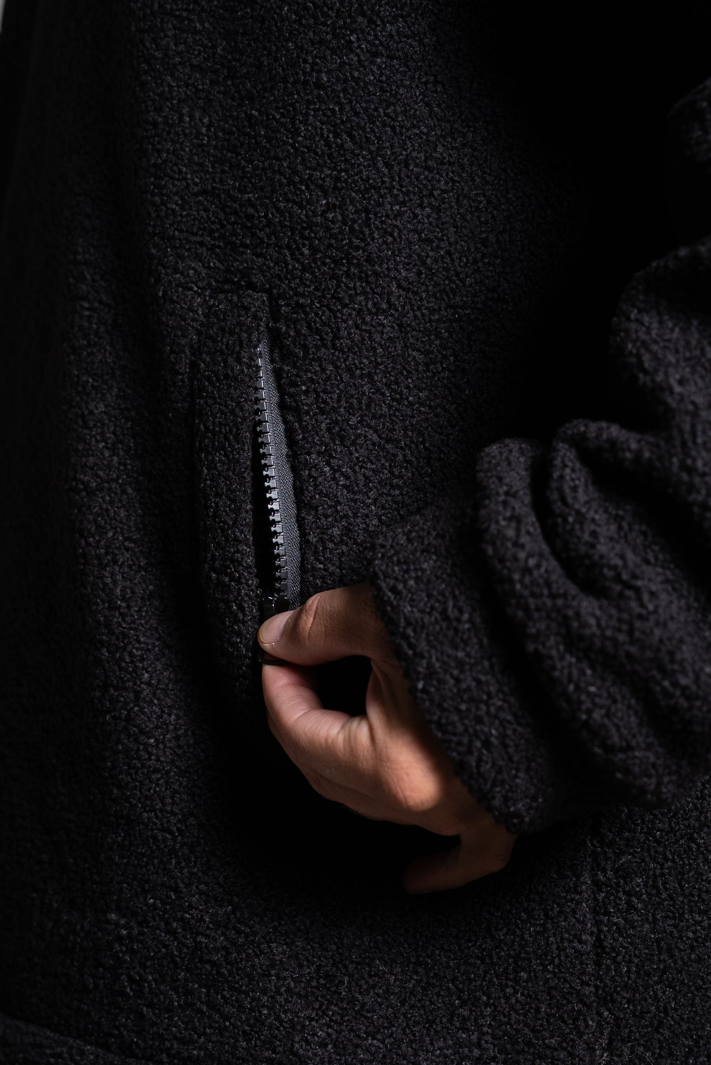 Oversize half zip teddy musta