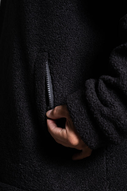 Oversize half zip teddy musta