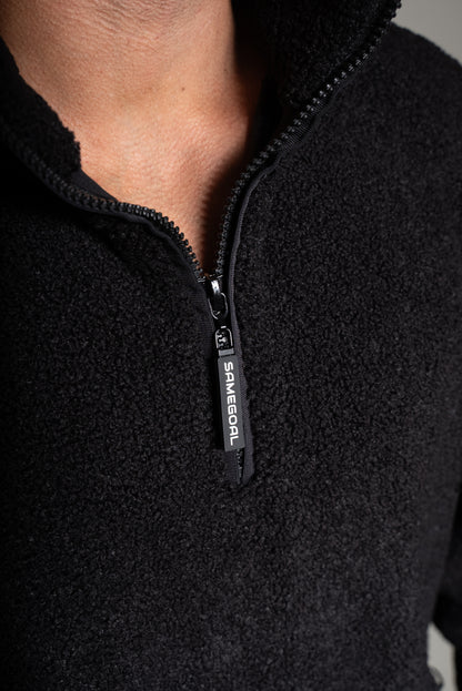 Oversize half zip teddy musta