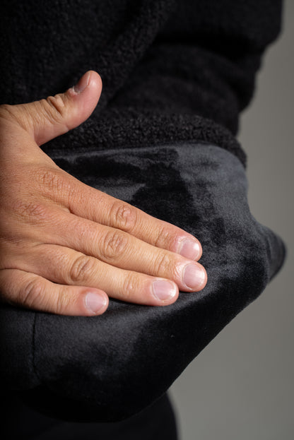 Oversize half zip teddy musta