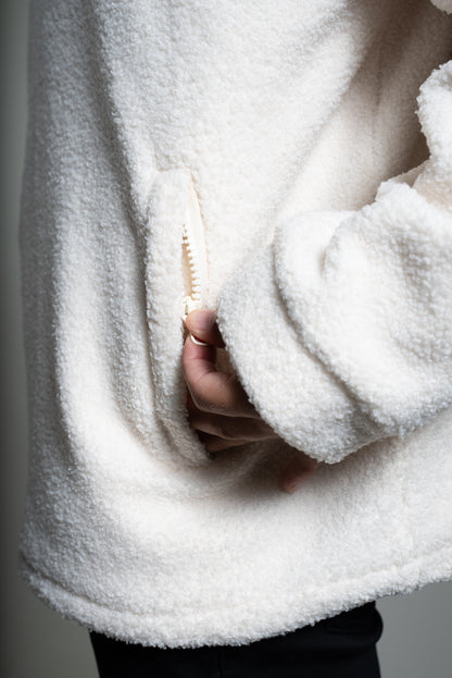 Oversize half zip teddy valkoinen