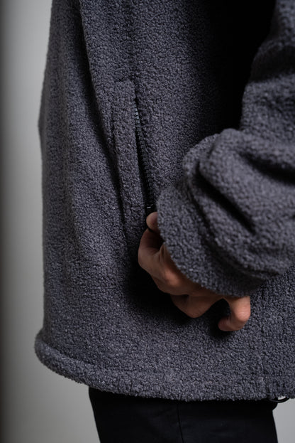 Oversize half zip teddy tummanharmaa