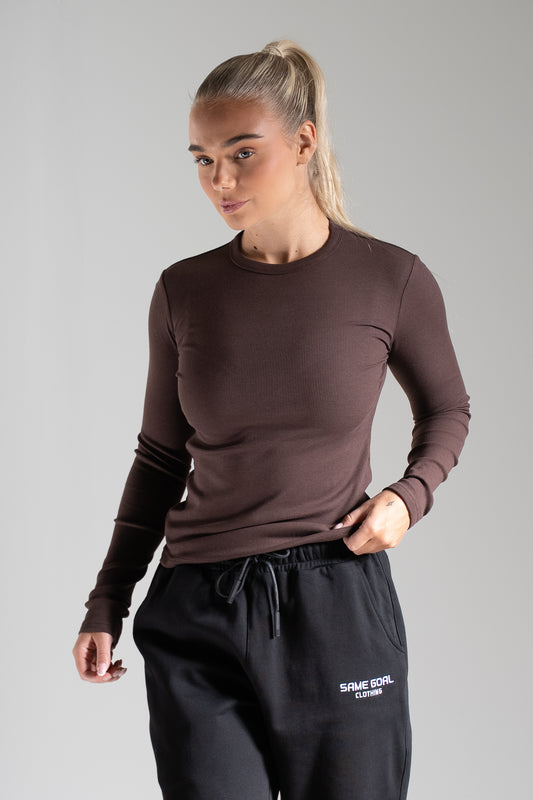 Ribbi paita tummanruskea