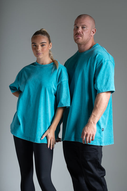 Washed t-paita turkoosi