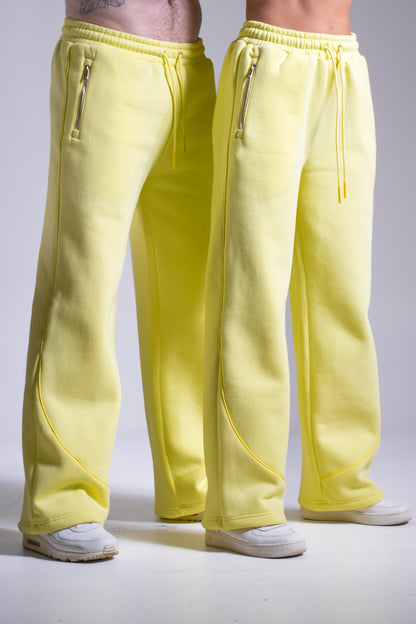 HEAVY zip housut vaalea sitruuna