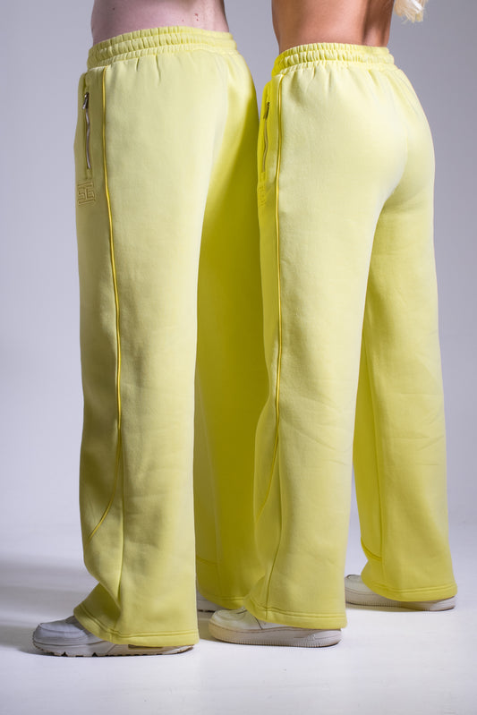 HEAVY zip housut vaalea sitruuna