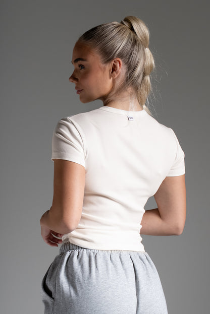 Ribbi t-paita luonnonvalkoinen