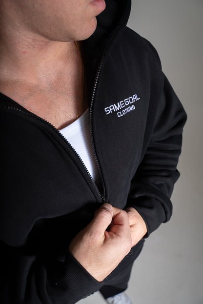 Heavy oversize vetoketjuhuppari musta