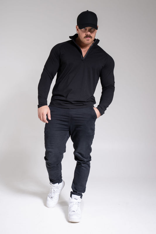 Miesten Basic highneck pitkähihainen musta