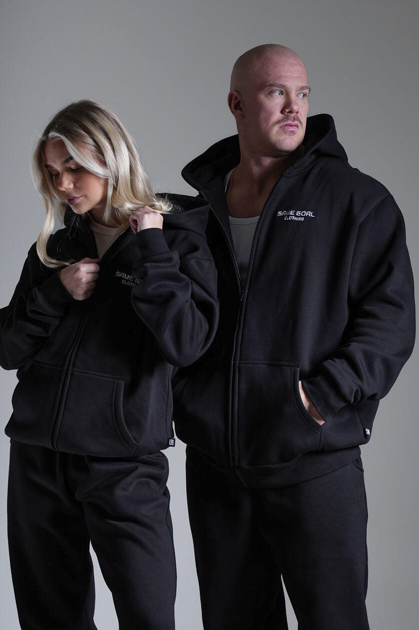 Heavy oversize vetoketjuhuppari musta