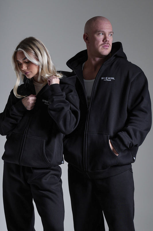 Heavy oversize vetoketjuhuppari musta