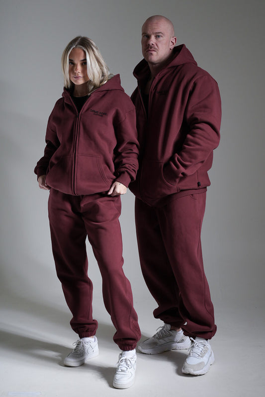 Heavy oversize vetoketjuhuppari viininpunainen