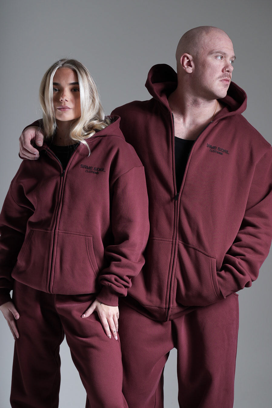 Heavy oversize vetoketjuhuppari viininpunainen