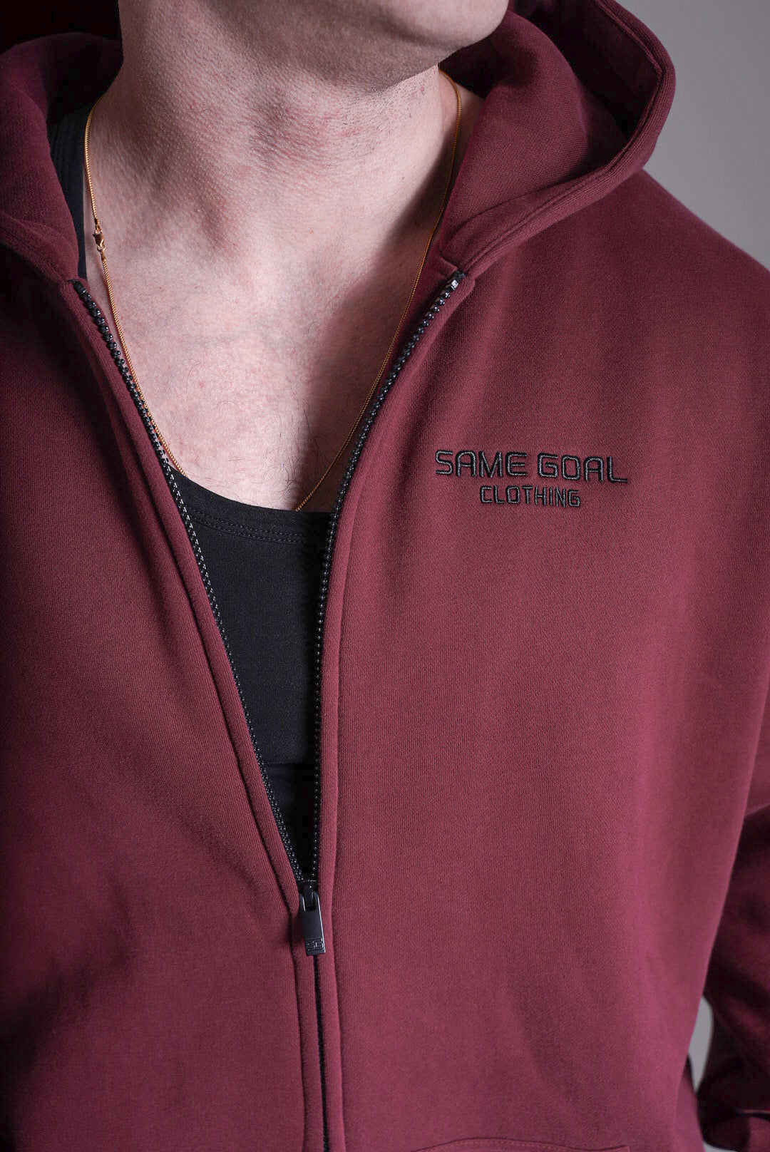 Heavy oversize vetoketjuhuppari viininpunainen