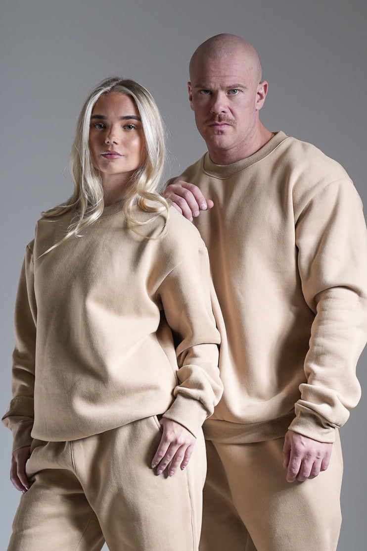 Heavy oversize college beige