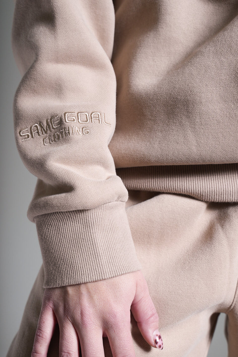 Heavy oversize college beige