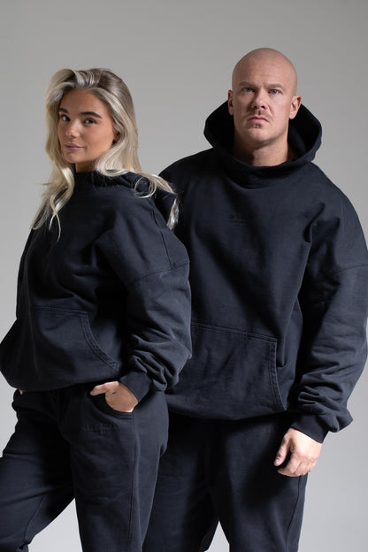 Washed oversize huppari musta