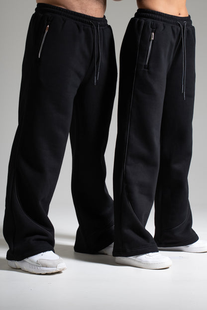 HEAVY zip housut musta