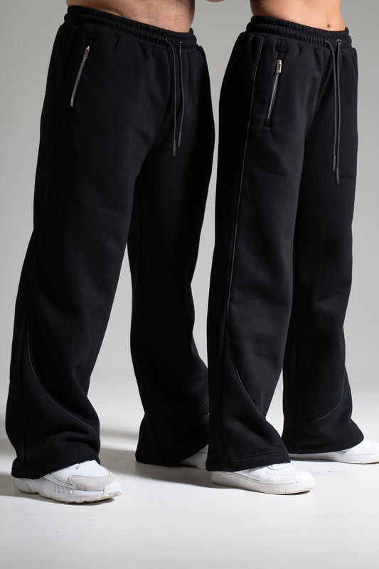 HEAVY zip housut musta